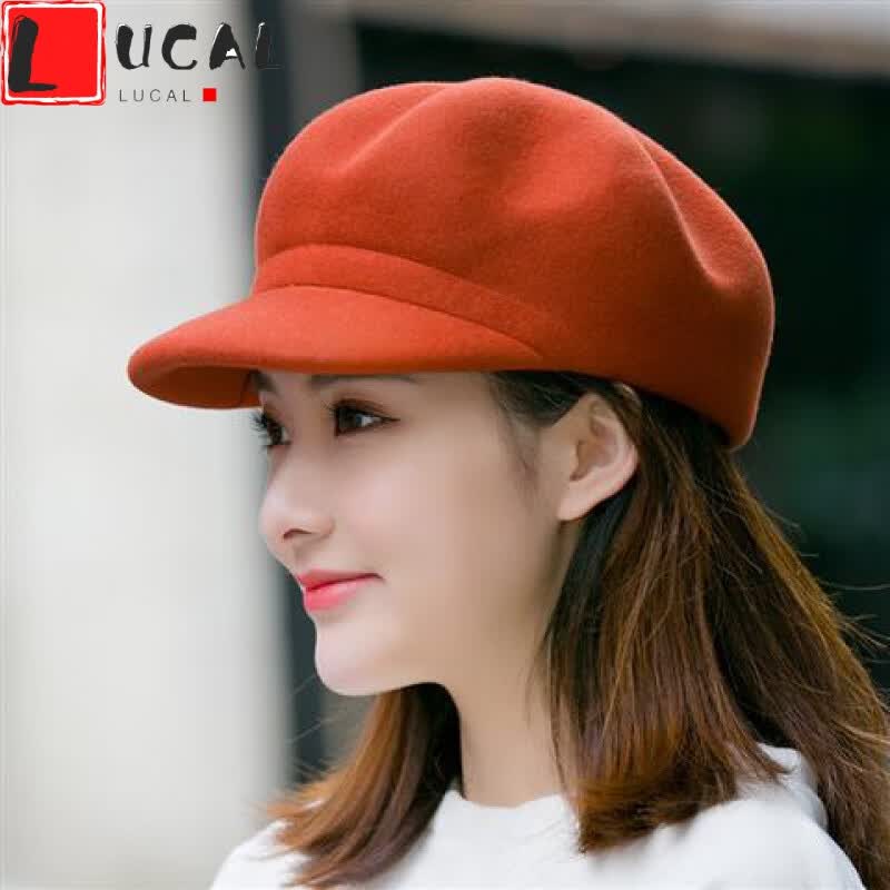 秋冬时尚贝蕾帽帽子女士秋冬季仿羊毛呢贝雷帽英伦气质时尚百搭八角帽