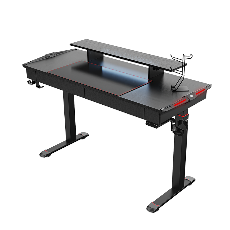 赛途(PSEAT)电动升降电竞电脑桌轻奢台式桌子组装双抽屉书桌游戏电脑桌 ES55双抽升降电竞桌-1.4米黑色