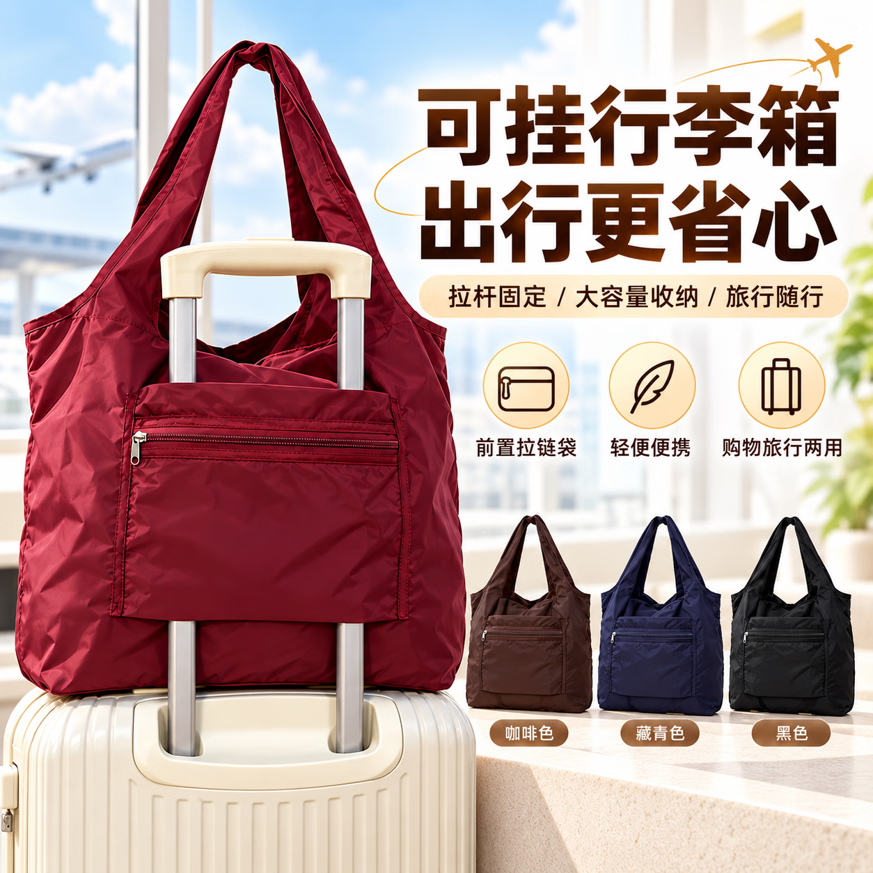 MYSTIPACK可折叠挂行李箱大容量手提收纳包防泼水便携购物袋抽绳双肩包 防水 大容量 军绿色 1个 【双肩包】