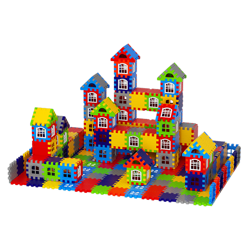 贝比童话 积木轨道拼装儿童大号房子玩具大颗粒齿轮模型拼图生日礼物宝宝
