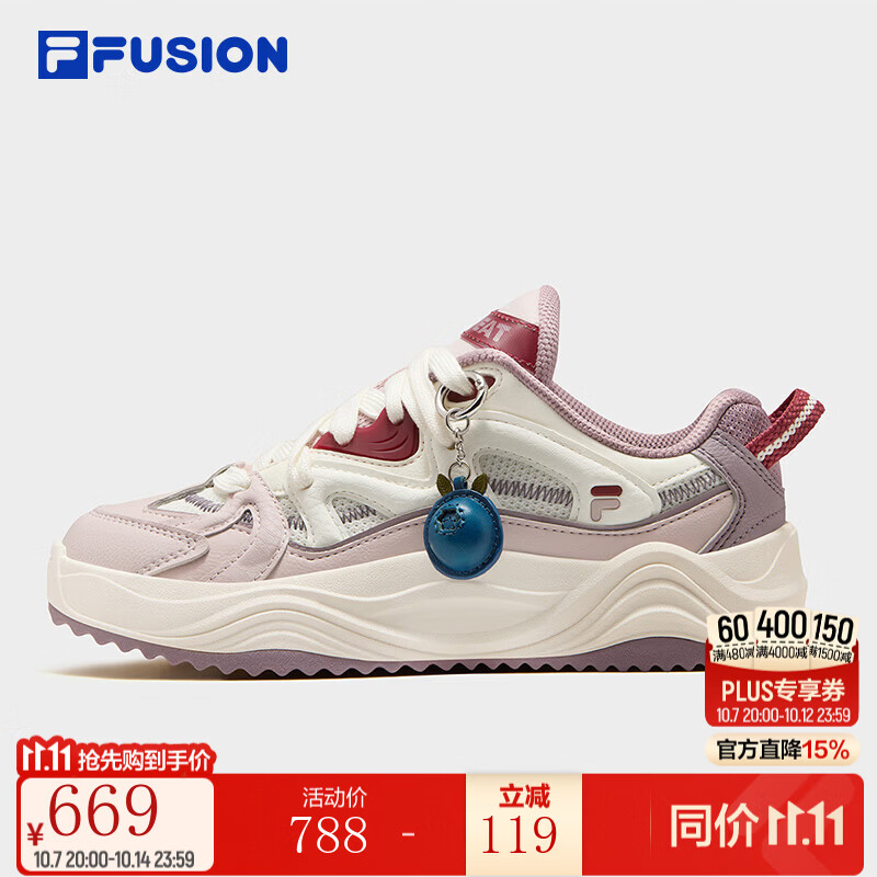 FILA FUSION斐乐TARANTO旋律鞋 | 2026秋季新款情侣款日常休闲鞋运动板鞋女 雪白/寂静粉-SH 38