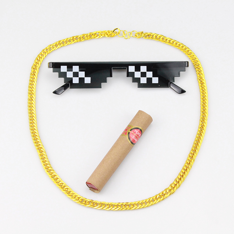 道具 抖音直播搞怪表演道具马赛克眼镜伴郎拍照像素社会人大佬墨镜