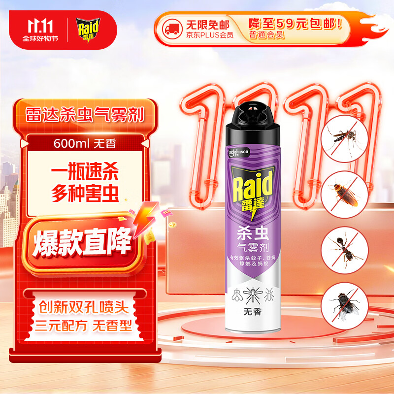 雷达（Raid）杀虫剂喷雾600ml（无香型）杀虫剂