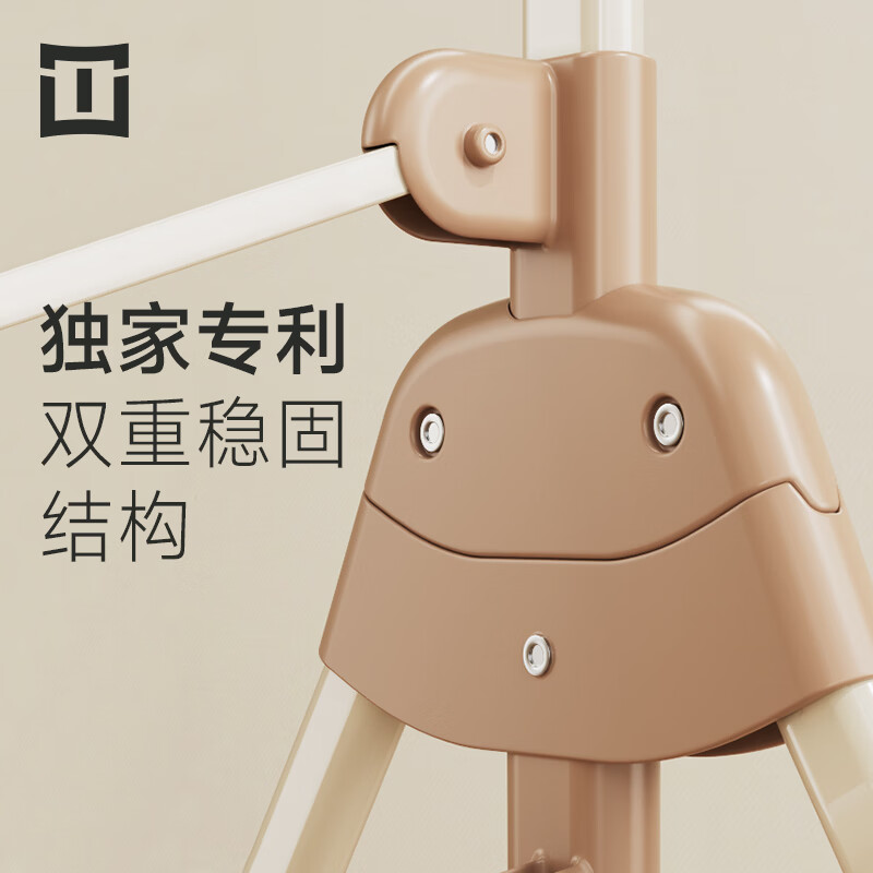 缇欧折叠晾衣架落地阳台专用凉衣架家用晾衣杆卧室挂衣架可伸缩晒衣杆 【1.6米移动款枪灰色】特厚管材&防倾倒底座&超稳固