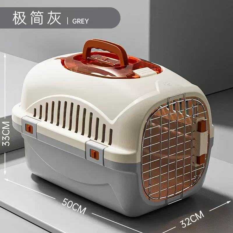 宠物外带航空箱小猫外出便携手提带天窗猫笼子狗笼子 曜岩黑【50*32*33CM】单门无天窗 赠尿垫隔板+水碗+工具包