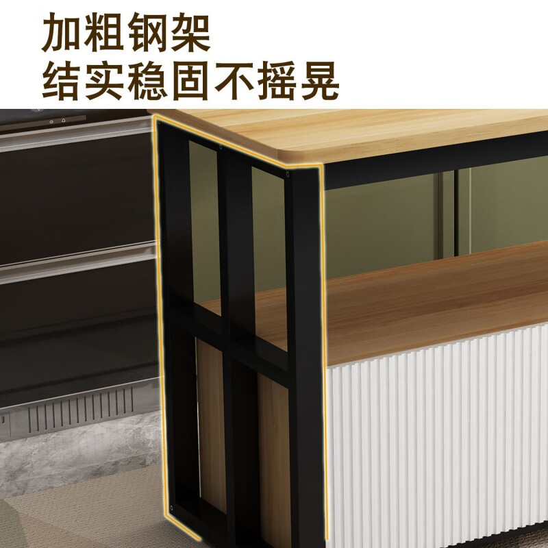 忆思暮厨房置物架落地多层切菜桌靠墙多功能储物柜家用厨房切菜桌备餐台 白架+浅胡桃 长60宽30高80【加固款】
