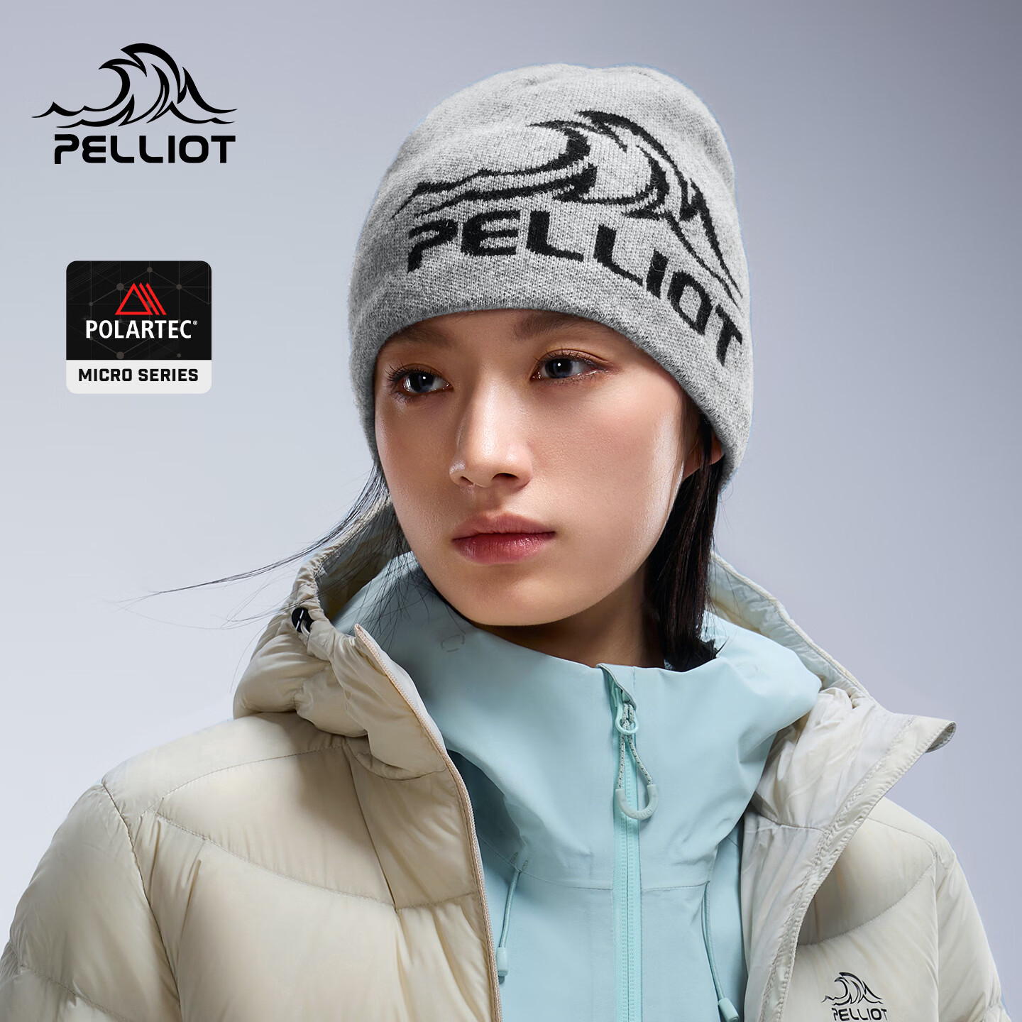 伯希和(Pelliot)【晴川】户外羊毛冷帽保暖防风针织帽子登山徒步165434038月影灰