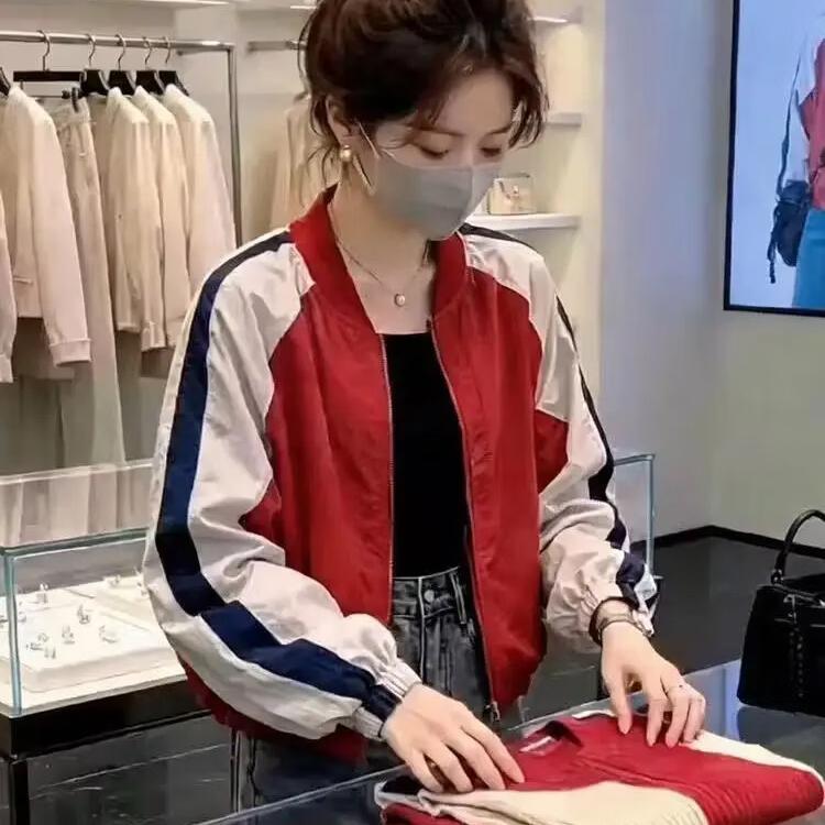 2026年新款高级感撞色棒球服防晒短外套女显瘦设计拉链上衣潮 红色 XL 115-135斤
