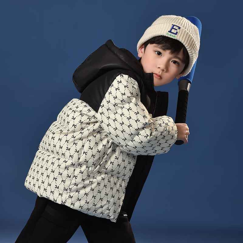 铅笔俱乐部童装2026年冬装新品男童羽绒服中大童加厚外套儿童保暖上衣 黑色 160 160cm