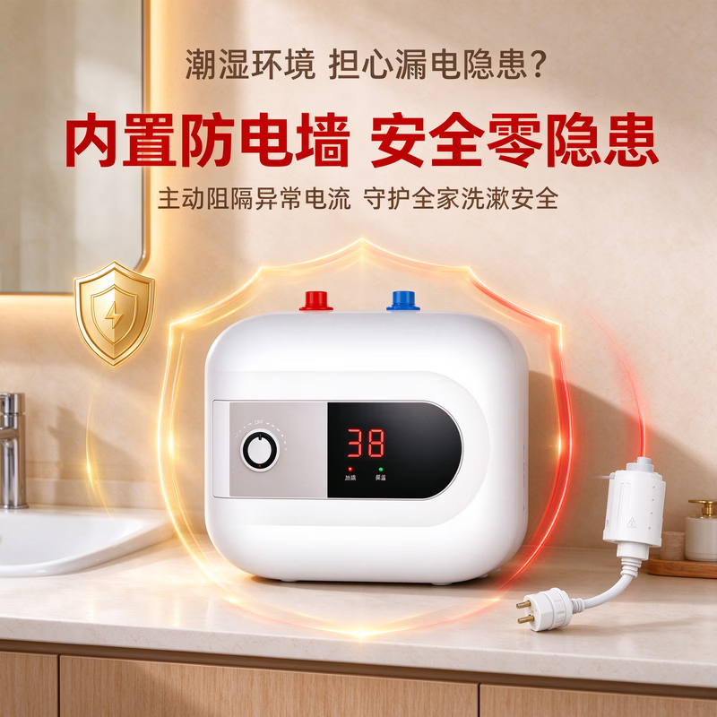 斯密思智能小厨宝储水式电热水器速热增容定时一级能效防漏电保护家用厨房卫生间台下洗碗小型热水宝即热 6升数显1500瓦一级能效防漏电【自行安装】
