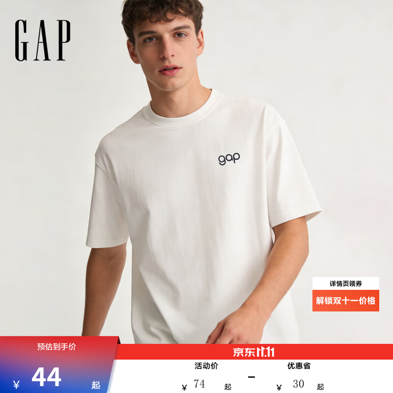 盖璞Gap男女装2026夏季新款logo印花宽松圆领短袖T恤上衣854722 白色 M (170/92A) 亚洲尺码