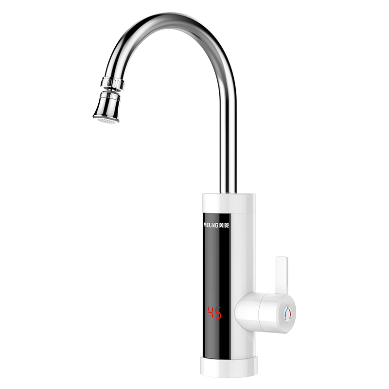 美菱（MeiLing）电热水龙头快速热水龙头电热水器冷热两用电加热水龙头厨房卫生间小厨宝 【智能数显款】雪山白+安全插头+万向喷头