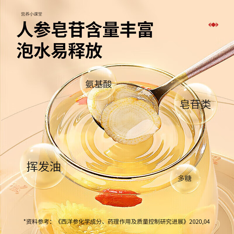 北京同仁堂西洋参片100克 吉林长白山西洋参泡水喝参茶 6号圆片 约0.8-1cm 6号圆片约0.8-1cm 50g*1罐
