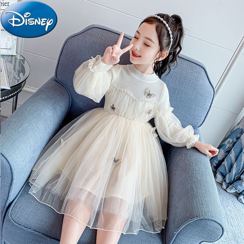 迪士尼(disney) () 小孩子穿的女童连衣裙2021秋装裙子新款女孩超洋气