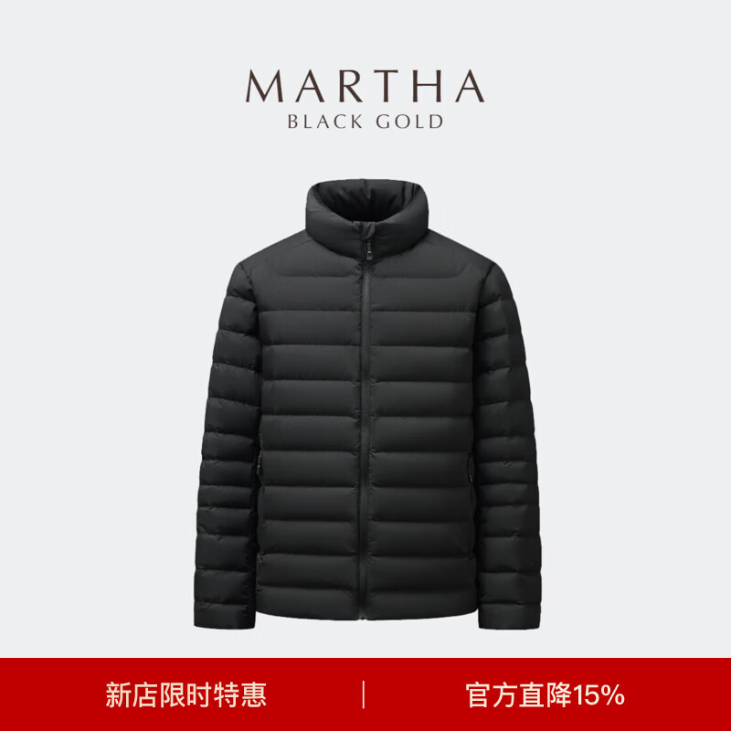 玛莎黑金【排骨羽绒服】轻薄立领短款羽绒服男外套2026冬季保暖户外 藏蓝色 【90绒子｜排骨羽绒】 M (170)