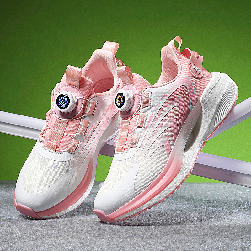 hnxc跑鞋女大童儿童减震轻便初中学生纽扣跑步运动 8822白粉 36