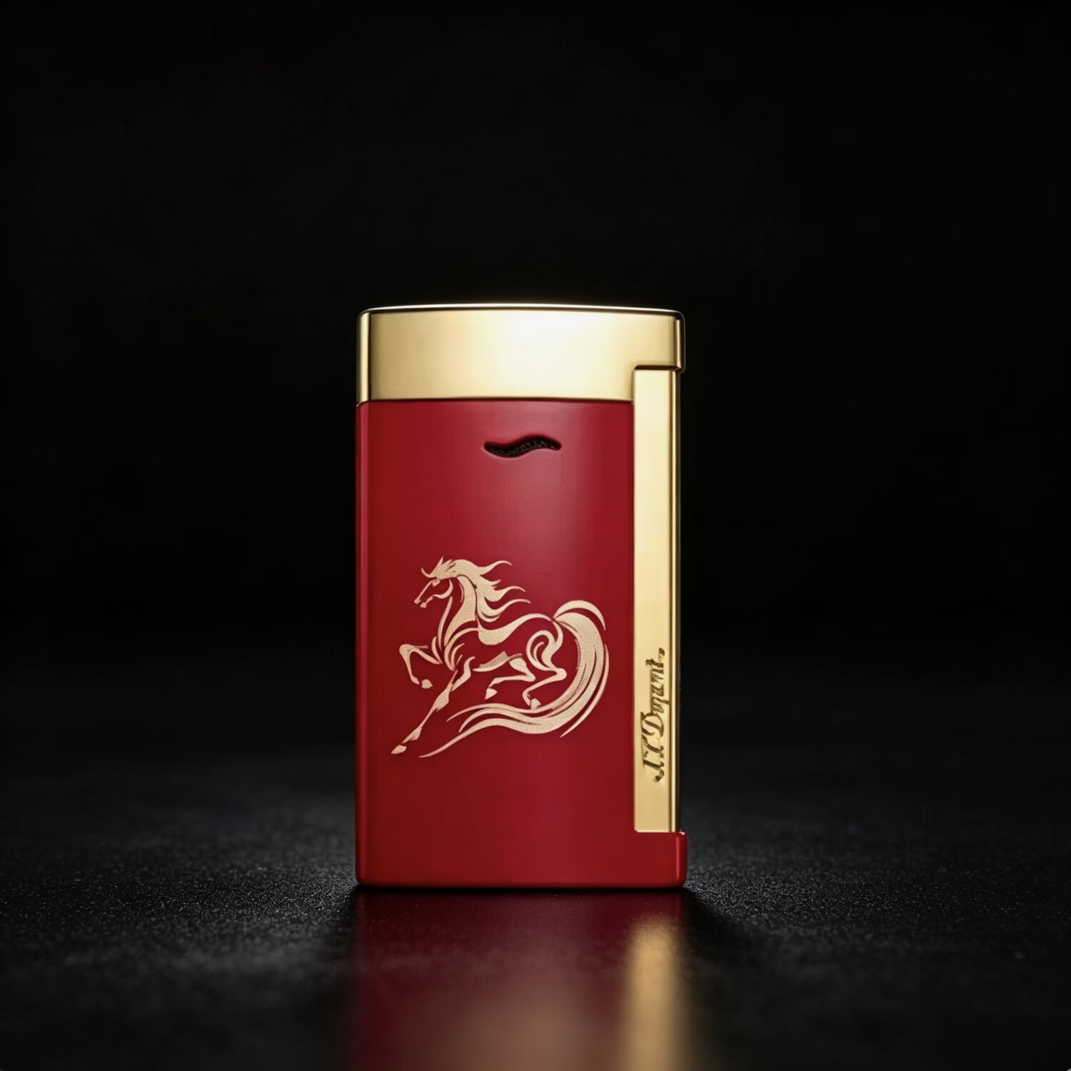 法国朗声都彭防风打火机SLIM7超薄炬式打火机哑光生日礼物送男友 马年红金款+大礼盒配件 套装 1个