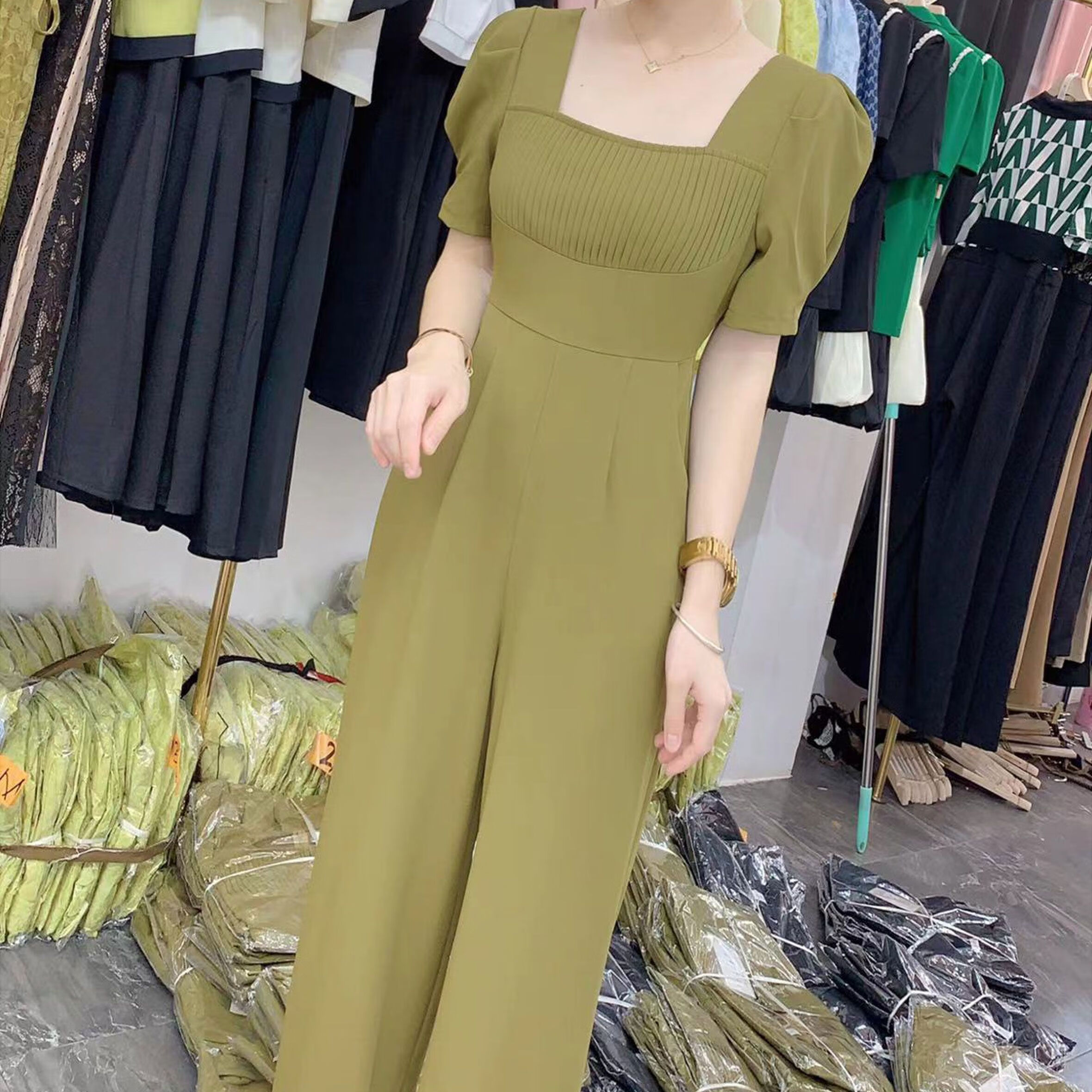 vfkz连体裤连体裤裙女2024夏季新款时尚洋气收腰显瘦气质名媛阔腿连衣