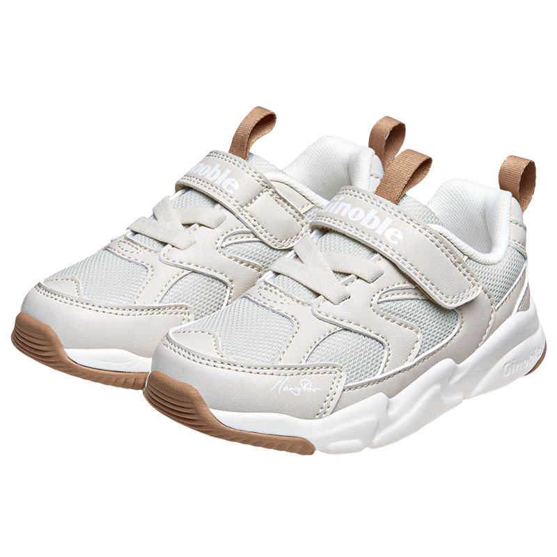 基诺浦宝宝学步鞋 春秋儿童时尚运动机能鞋 软底透气儿童男女童鞋GW1612 月光灰 27.5 175mm 适合脚长176-180mm