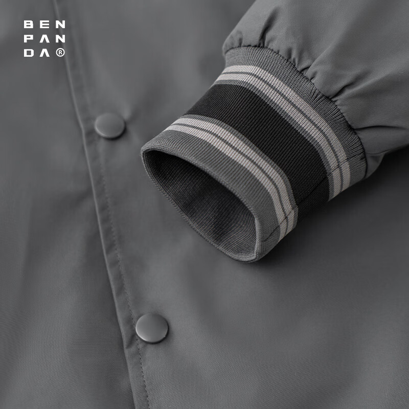 熊猫·本（ben.panda）夹克男新款春季美式复古休闲百搭潮流撞色情侣款棒球服外套 深灰色 XL
