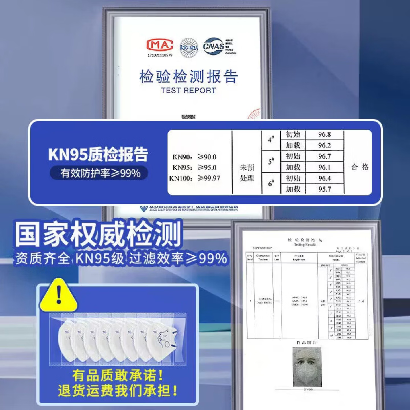 HYEGIIR日本儿童口罩3-12岁医用独立包装灭菌级n95防流感病毒过敏性鼻炎 【克莱因蓝100只】医用级N95 图案随机*独立包装