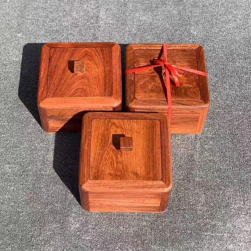 匠令红木家具缅甸花梨(学名:大果紫檀)普洱茶叶盒茶抽实木实用茶饼盒