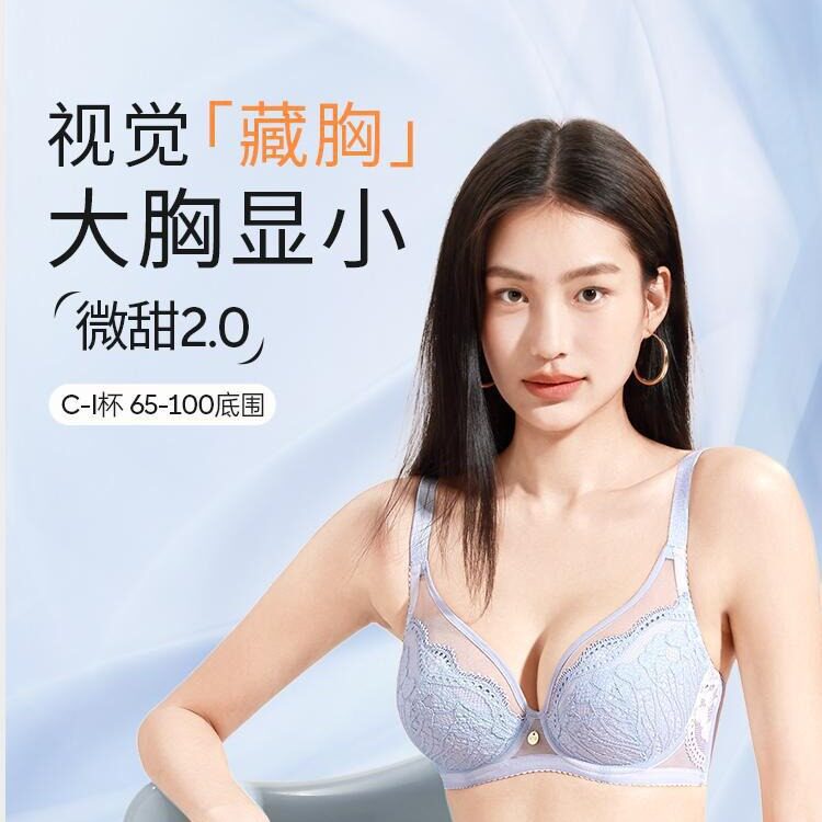 黛安芬大胸显小法式内衣调整型文胸聚拢防下垂薄款软钢圈 奶肤 S =70BC通用