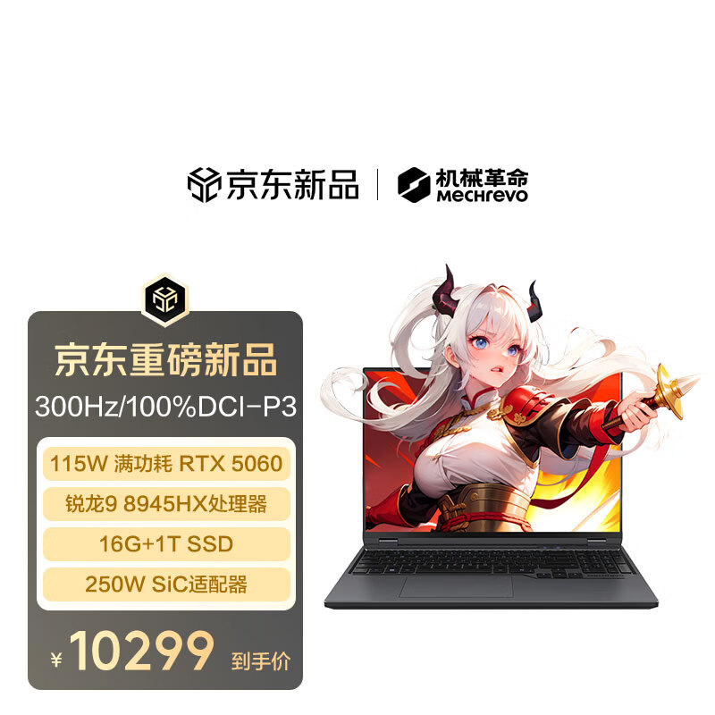 机械革命蛟龙16Pro 2026 16英寸电竞游戏本笔记本电脑(R9-8945HX 16G 1T RTX5060 2.5K 300Hz)灰