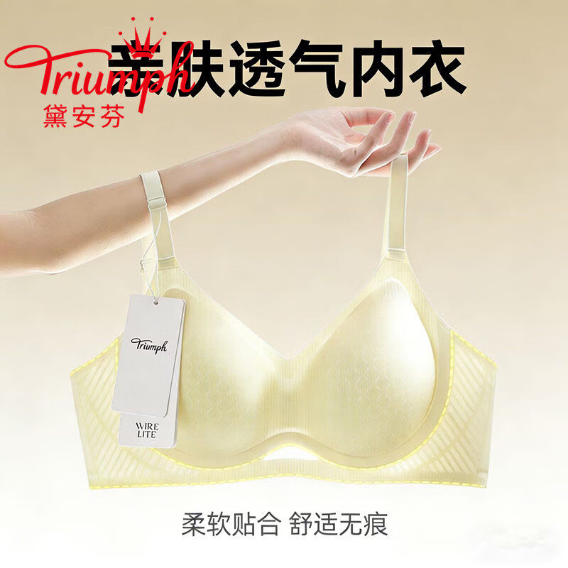 黛安芬无痕冰丝内衣女收副乳聚拢上托防下垂透气薄款文胸 银灰 M 适用(34/75ABC)