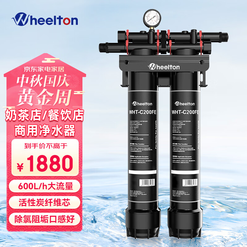 惠尔顿（WHEELTON）商用净水器奶茶店大流量自来水过滤器咖啡店制冰机净水机餐饮厨房滤水器净水设备 100吨总净水量属于什么档次？