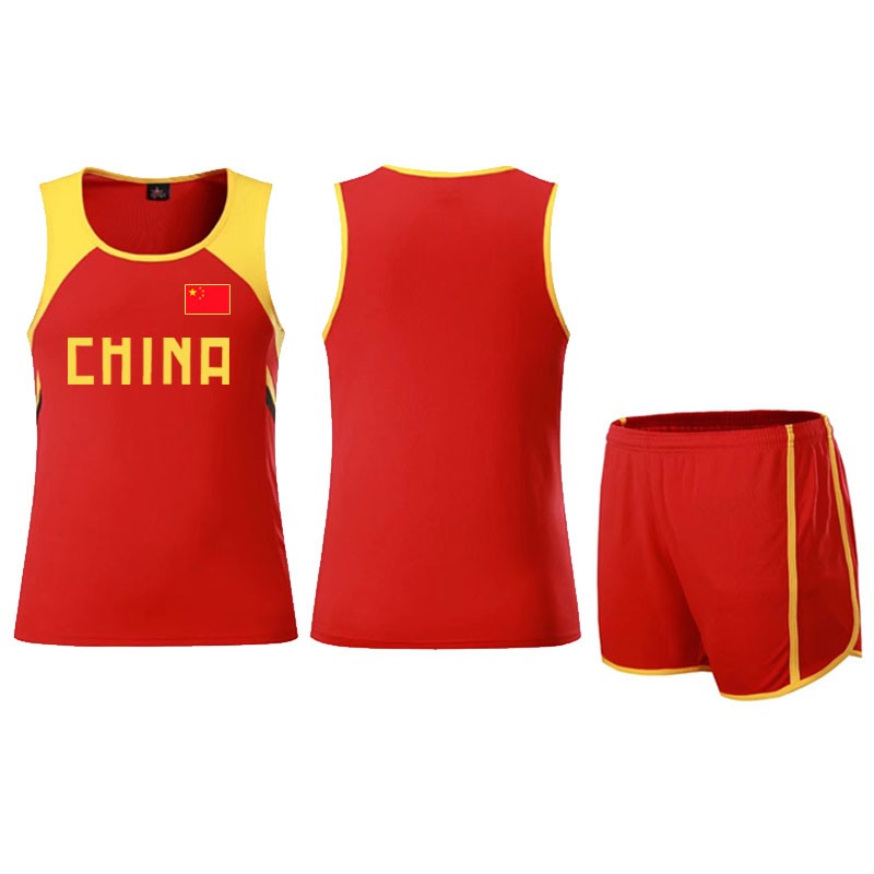 扣将中国队田径服套装体育生训练服背心学生体考比赛服运动服国家队