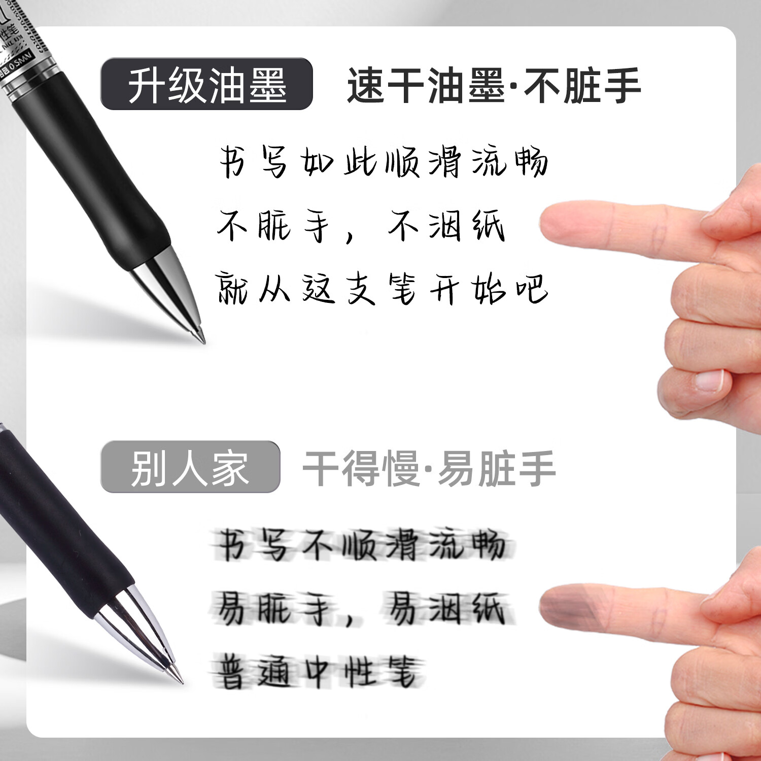 誉禾按动中性笔黑色签字笔子弹头速干顺滑办公刷题会议学生教师专用 蓝色12支/盒