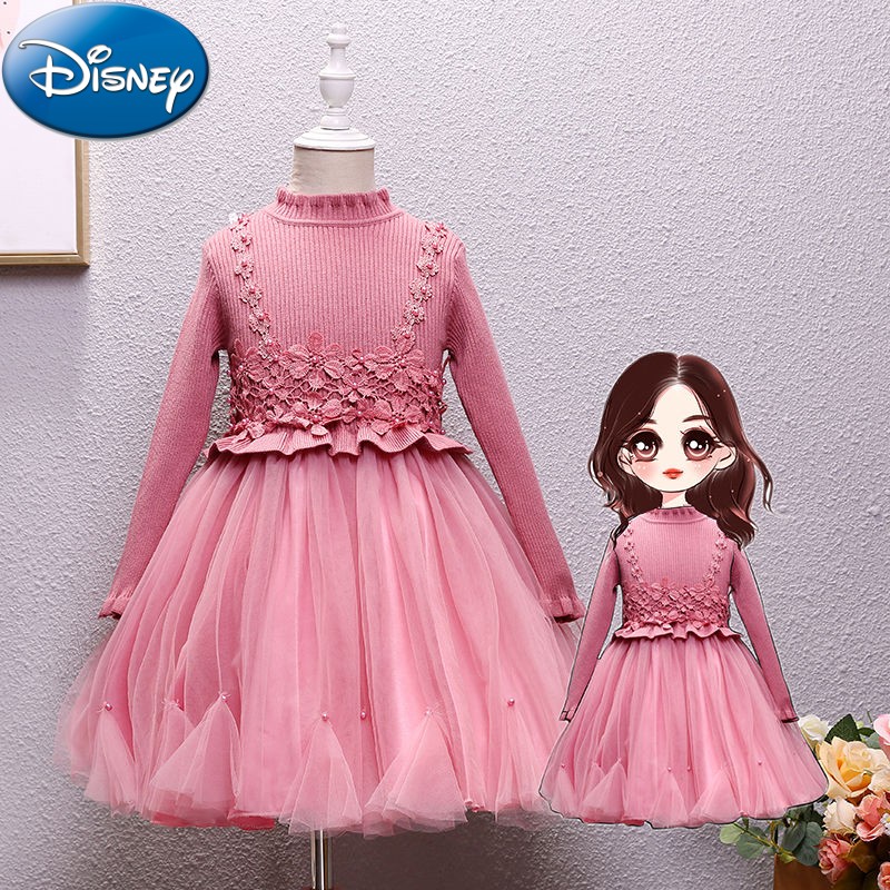迪士尼 (disney) 小孩子穿的女童连衣裙春秋款新款儿童毛秋冬小女孩