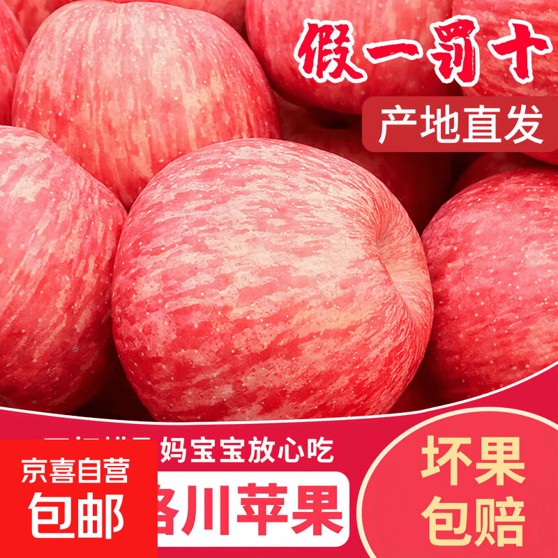 【果园直发】苹果洛川红富士当季脆甜多汁新鲜孕妇水果整箱包邮 洛川红富士苹果 带箱9斤【彩箱礼盒】