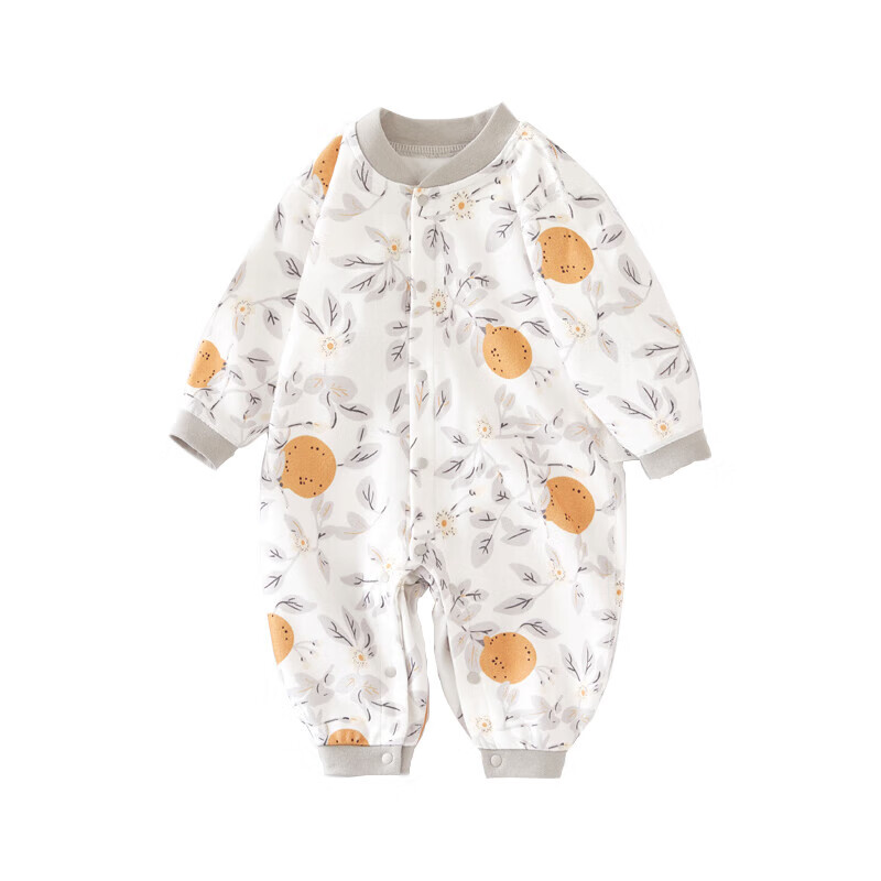 贝肽斯婴儿连体衣冬季纯棉无骨衣服四季通用男女宝宝哈衣爬服 小海星-中开扣 90cm