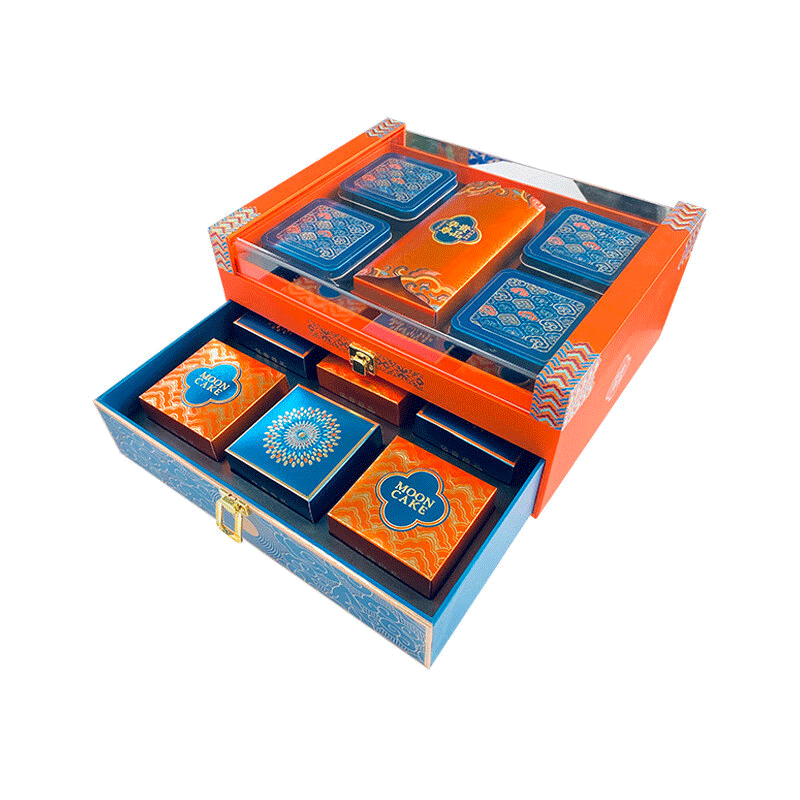 优凡优品月饼礼品盒10粒装空盒橙色烘焙包装桔色箱子木盒可定 制 桔色