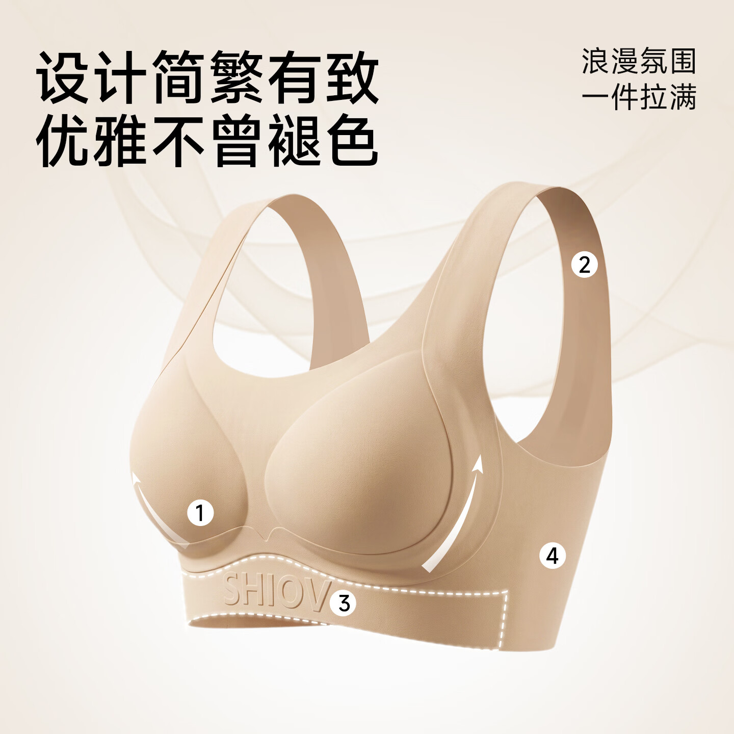 热风无痕隐形粉底液内衣收副乳聚拢上托运动防震防下垂文胸 香槟色+咖啡色 (升级加宽减压) 2XL 适用于ABC杯,建议体重135-150斤
