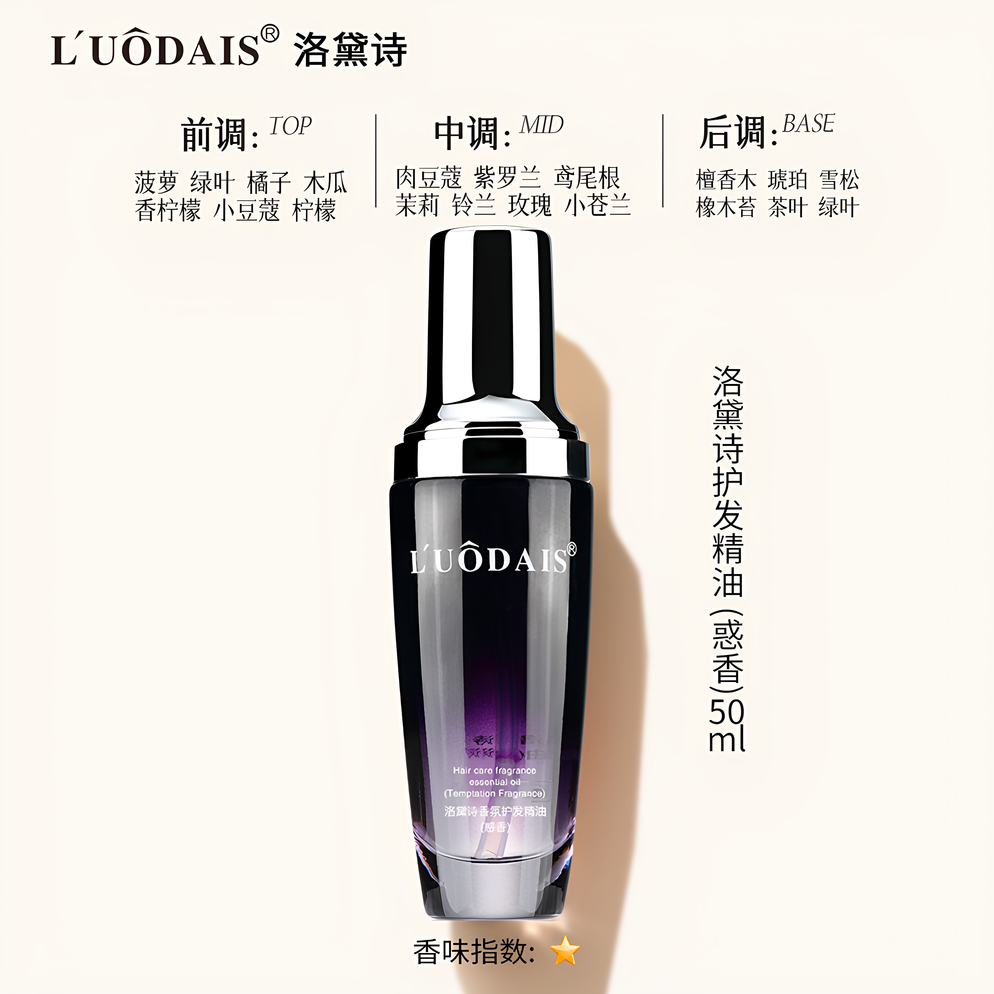 洛黛诗网红同款香水护发精油头发干枯受损修护柔顺防毛躁免洗护发素免 护发精油惑香(紫瓶)1瓶