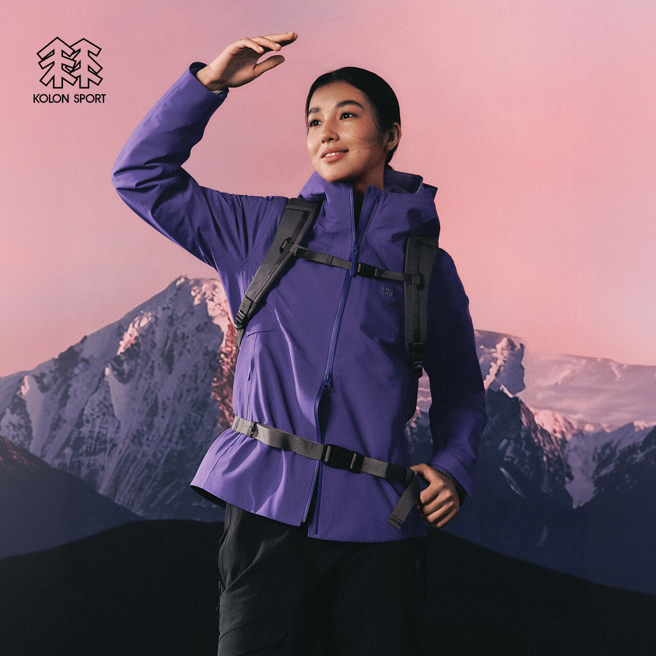 KOLON SPORT/可隆户外冲锋衣 女士防水防风P棉棉服三合一冲锋衣