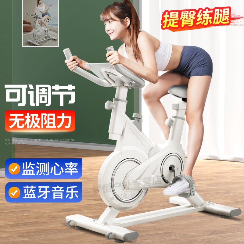 偕伴动感单车家用健身车静音智能运动器材室内脚踏自行车懒人运动器材 白色旗舰款【定金不发】