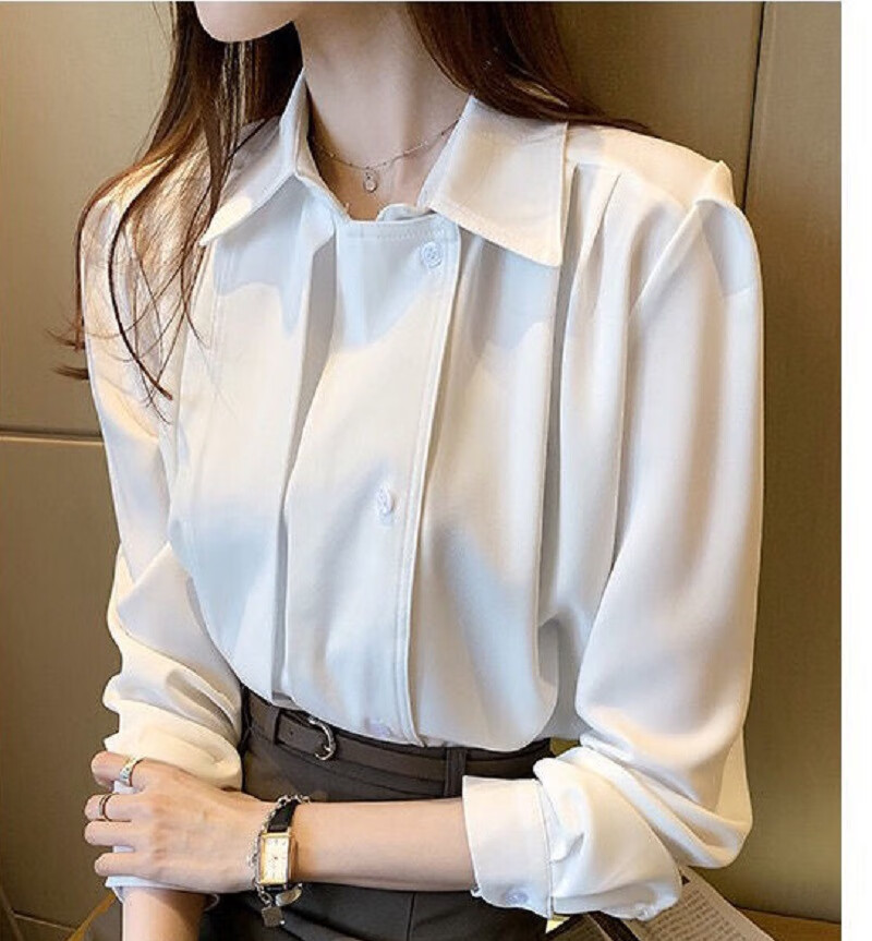 穿的有气质时尚气质衬衣女秋冬新款设计感长袖上衣法式复古西装领衬衫