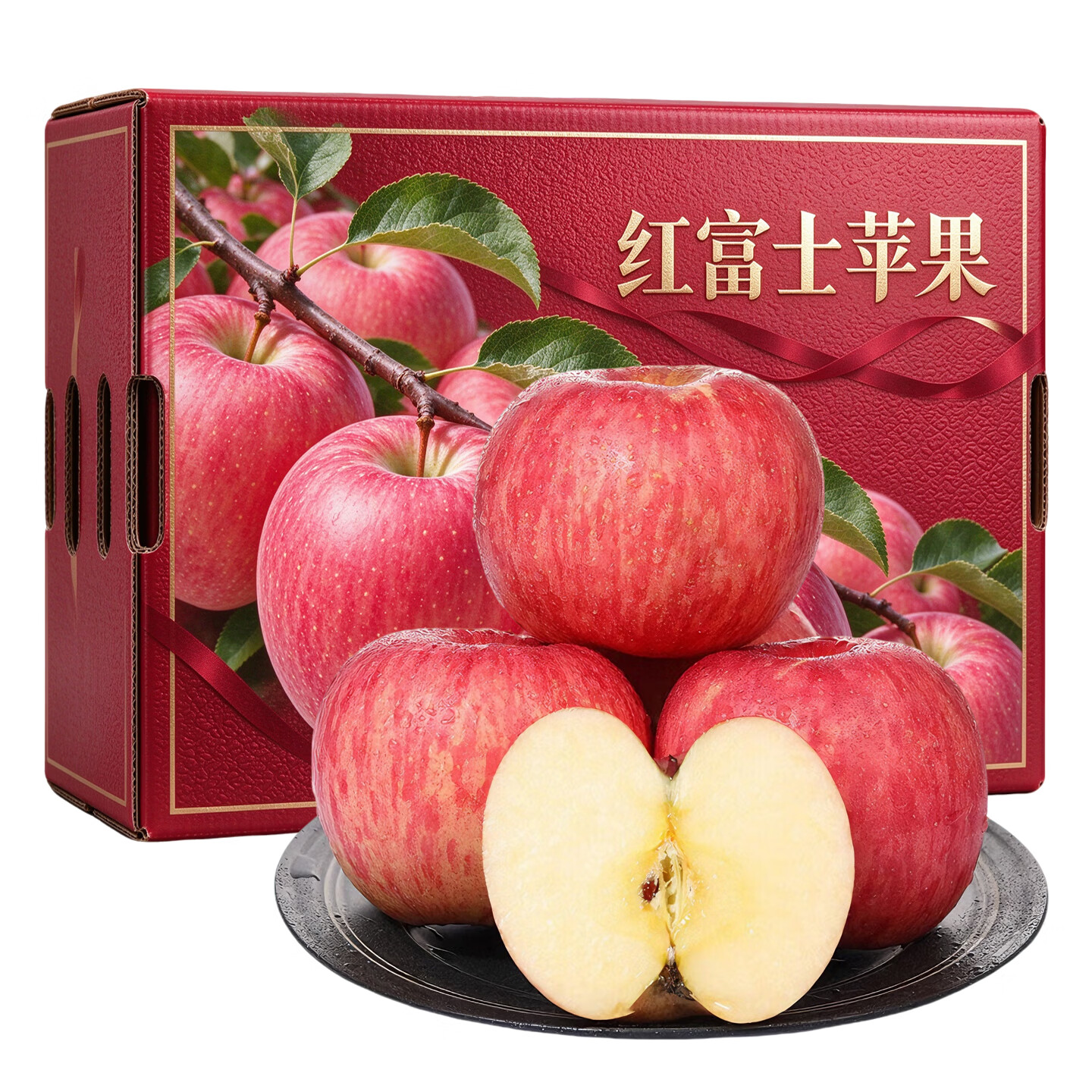 佟创陕西红富士苹果新鲜膜袋苹果现摘现发水果整箱产地直发 净重4.5斤精品果【单果75mm+】