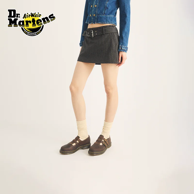 马丁博士（Dr.Martens）8065 Mary Jane春夏美拉德疯马皮皮鞋玛丽珍鞋 深棕色 38