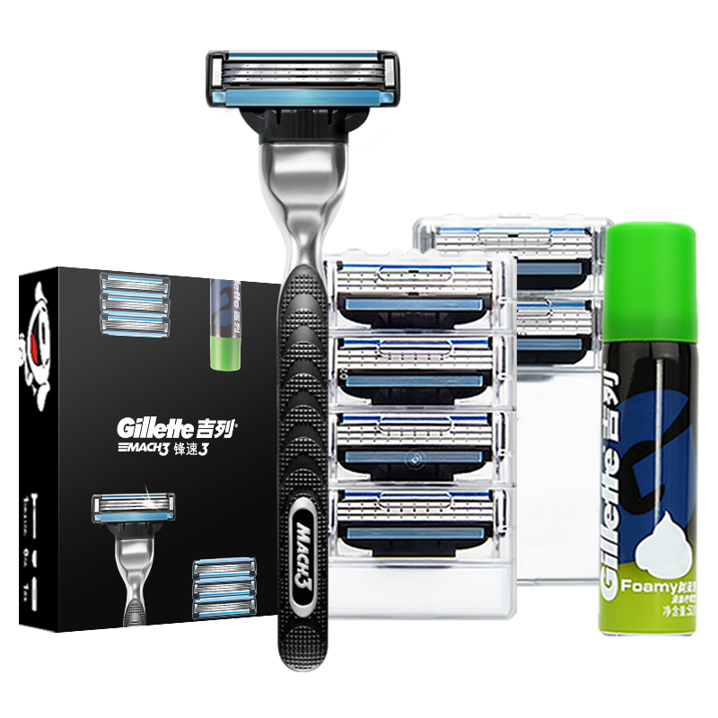 Gillette 吉列 锋速3经典手动剃须刀套装 (1刀架+7刀头+剃须泡清新柠檬型50g)