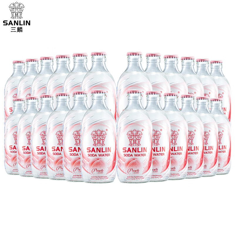 三麟无糖苏打水饮料整箱原味/白桃/海盐0糖0卡0脂气泡水335ml 白桃味苏打汽水 335mL*24瓶