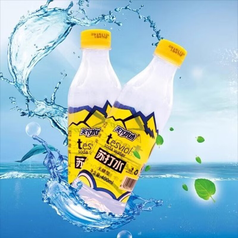 天下水坊苏打水400ml*24瓶无糖型风味饮料整箱 柠檬味