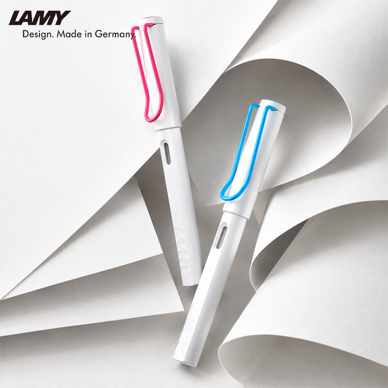LAMY凌美【新品福利】狩猎系列白色亮杆粉夹蓝夹墨水笔 教师节送礼双十一好物 大学生文具企业团购定制 白色亮杆粉夹墨水笔 EF