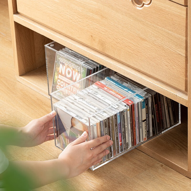 家の物语（KATEI STORY）日本亚克力家用dvd碟片cd盒子光盘收纳盒箱塑料专辑游戏碟储存架 高透明CD收纳盒带盖*2个装