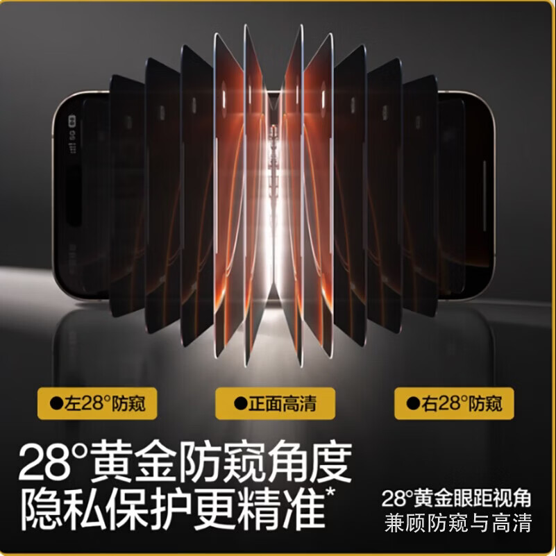 WEADDU【28°防窥】适用iPhone防窥膜苹果18pro钢化膜17手机17pro防爆膜18promax钢化膜1:1真机开模 iPhone17Pro 爽滑抗指纹无尘舱【真28°防窥膜】两片装
