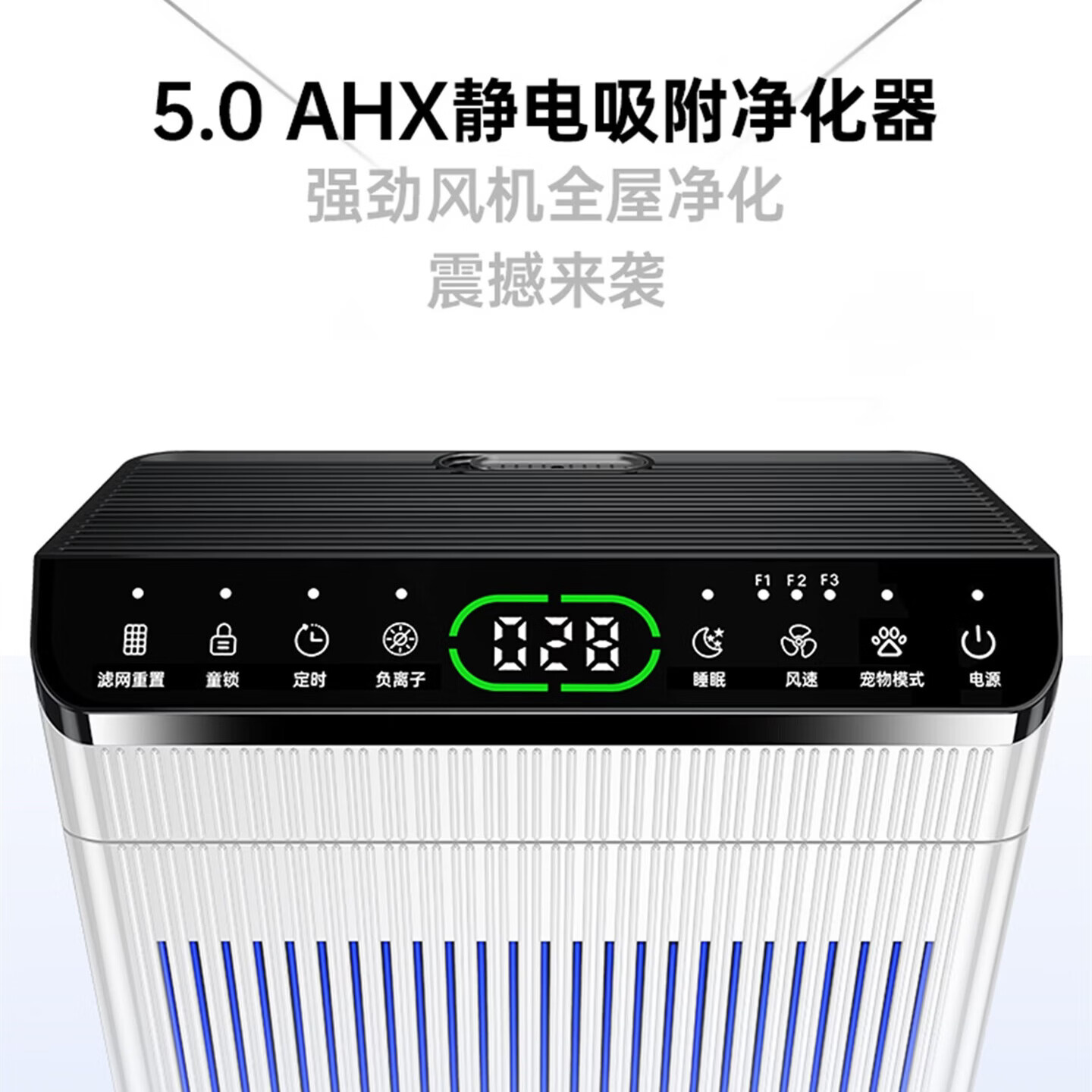 Aiobqdq家用空气净化器客厅办公室卧室消毒杀菌负离子除尘除甲醛除异味PM2.5强力除烟除宠物毛发 320B+2个滤网+4个可洗静电吸附棉